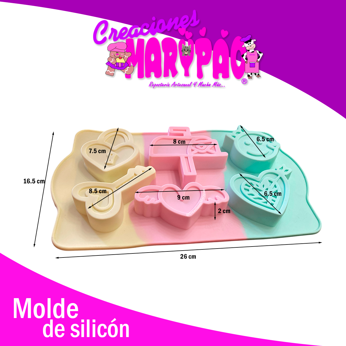 Molde de Silicón Corazones Y Buzón San Valentín