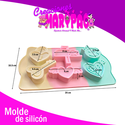 Molde de Silicón Corazones Y Buzón San Valentín