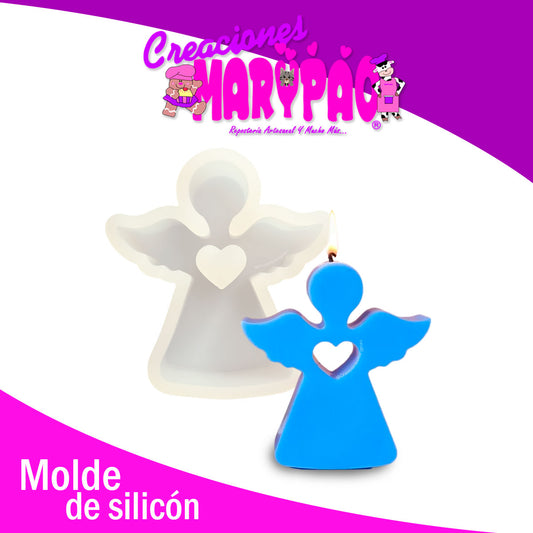 Molde de Silicón Velas Ángel Bautizo Angelito Corazón 10 Cm