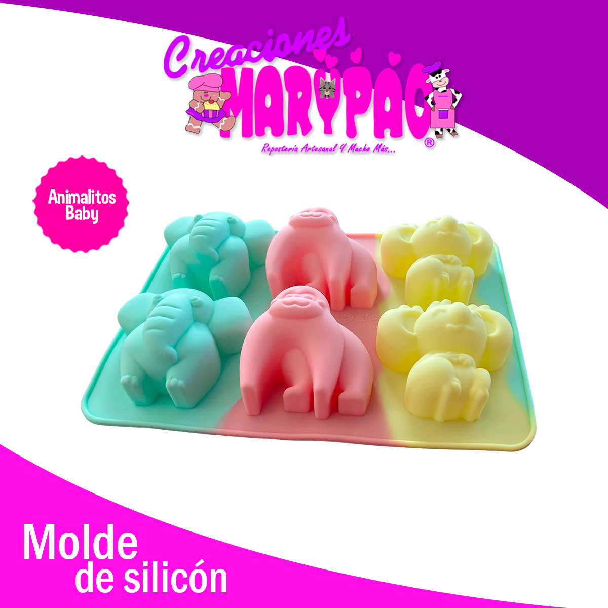 Molde Silicón Animalitos Baby Shower