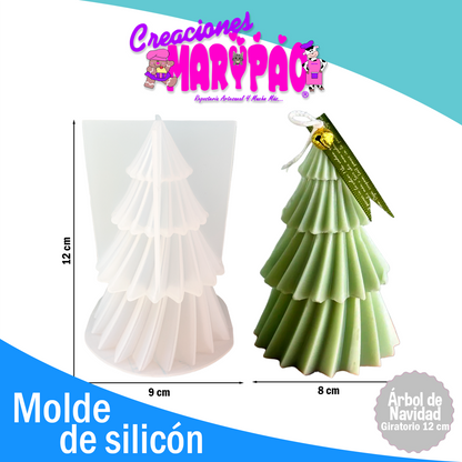 Molde De Silicón Para Velas Árbol de Navidad Giratorio 12 cm