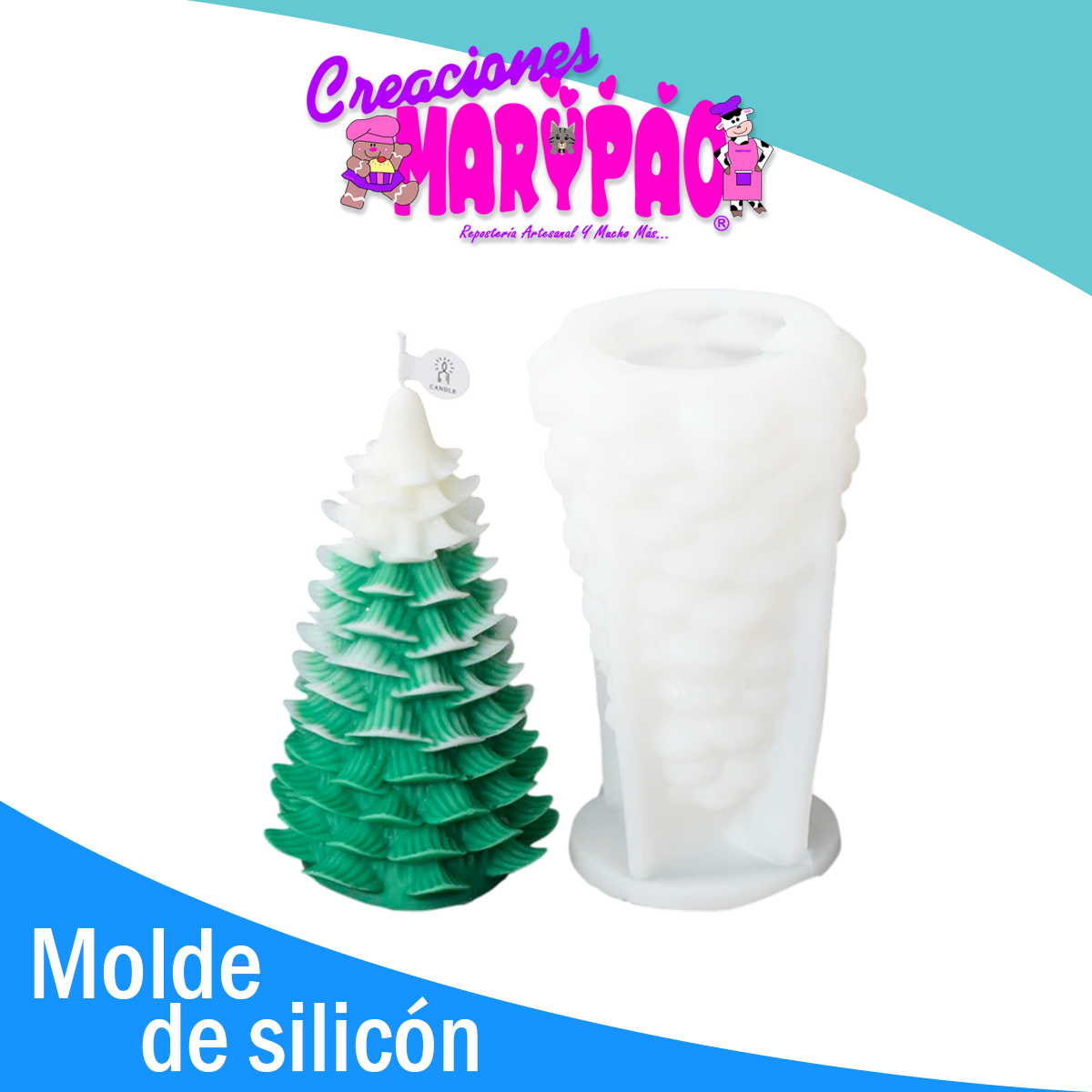 🎄✨ Molde de Silicón Pino Navideño Velas 14 cm ✨🎄