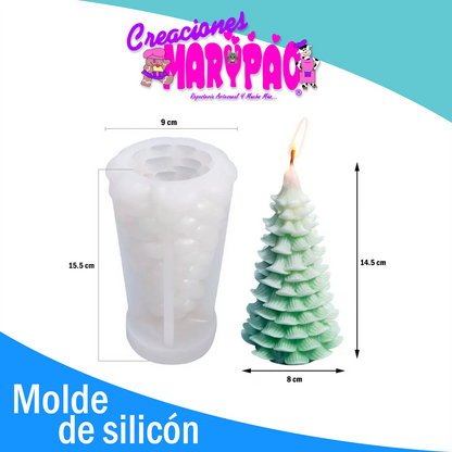 🎄✨ Molde de Silicón Pino Navideño Velas 14 cm ✨🎄