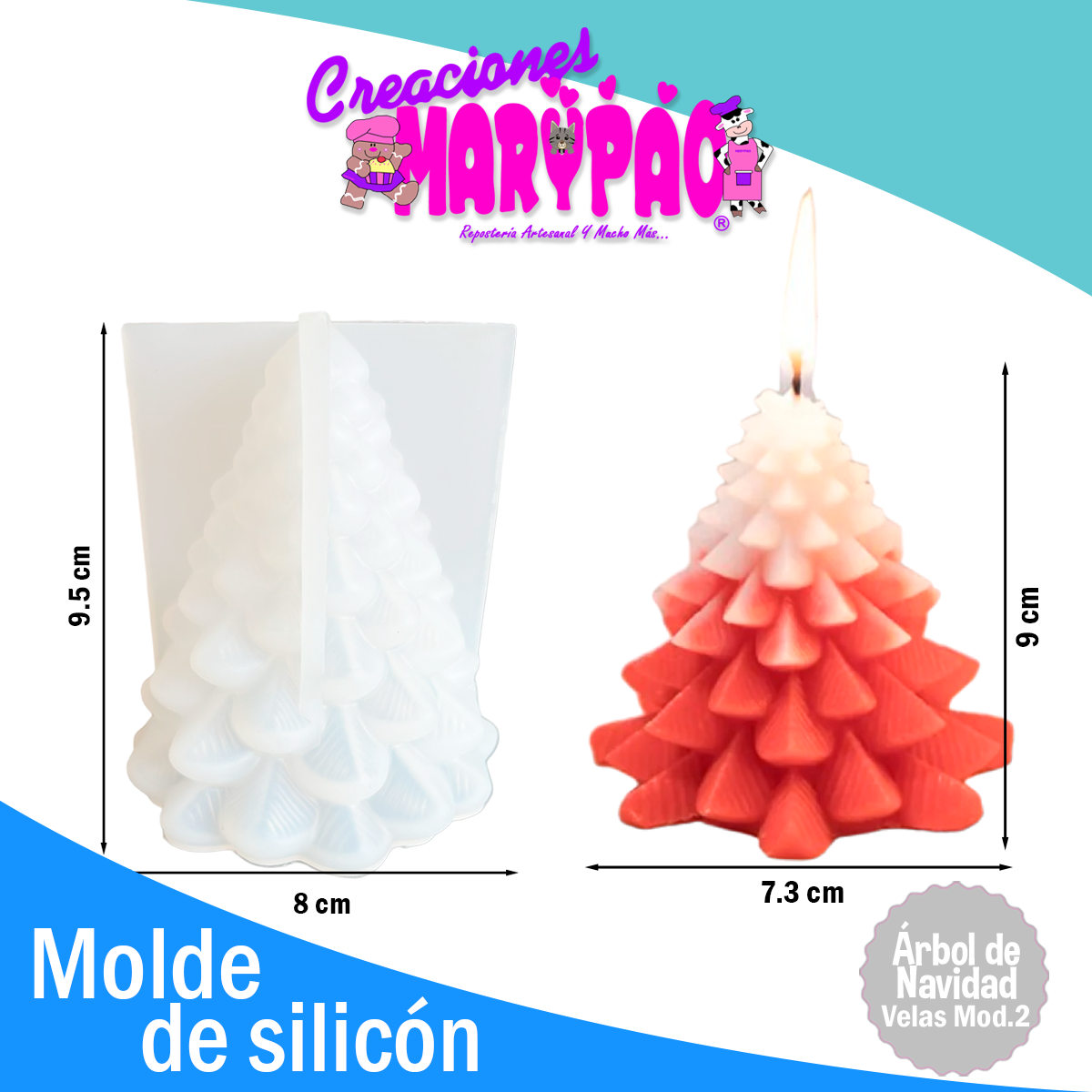 Molde De Silicón Para Velas Pino Árbol de Navidad – Creaciones Marypao