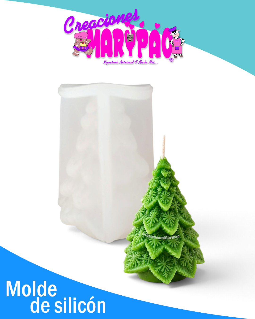 🎄 Molde de Silicón Pino Navideño Elegante Velas Artesanales