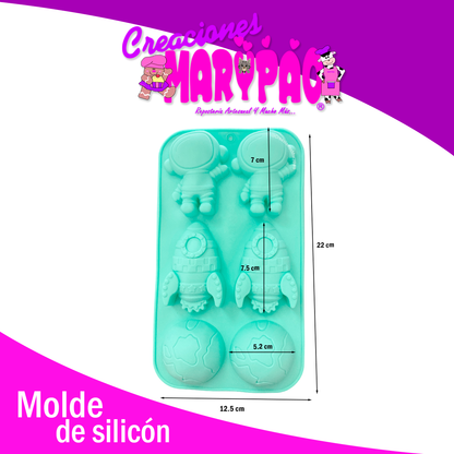 🪐 Pack de Moldes de Silicón – Astronautas, Cohete y Mundo 🚀🌎