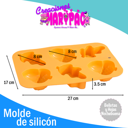 Moldes De Silicón Bellota y Hoja Nochebuena Navidad