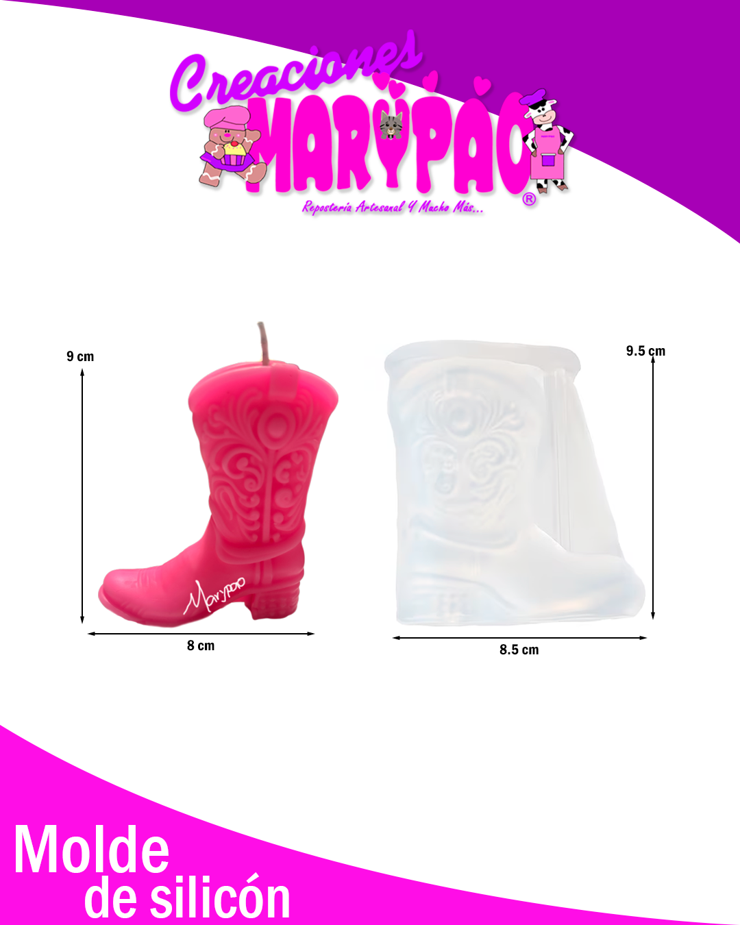 Molde de Silicón Velas Bota Vaquera🤠