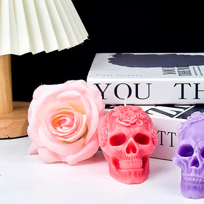 Molde De Silicón Calavera Rosas Velas Día de Muertos