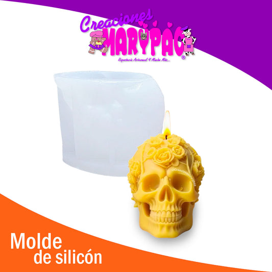 Molde De Silicón Calavera Rosas Velas Día de Muertos