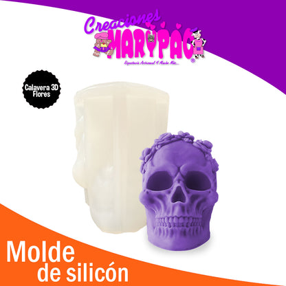 Molde De Silicón Calavera Flores Velas Día de Muertos