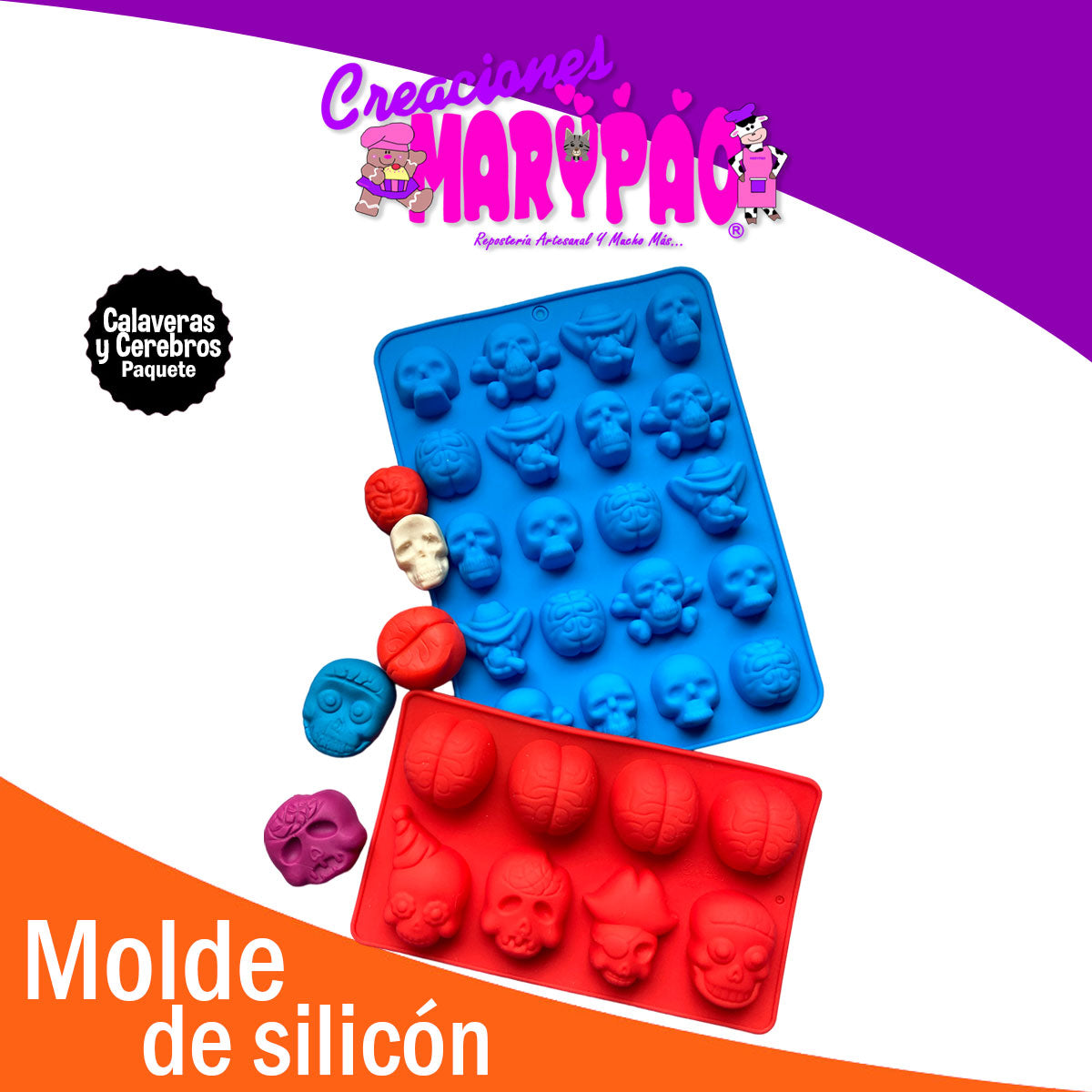 Moldes De Silicón Calaveras y Cerebros Pack