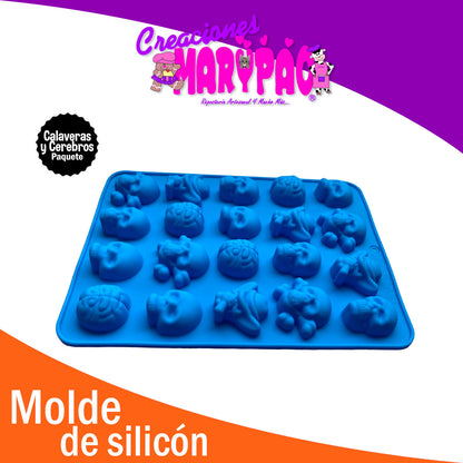 Moldes De Silicón Calaveras y Cerebros Pack