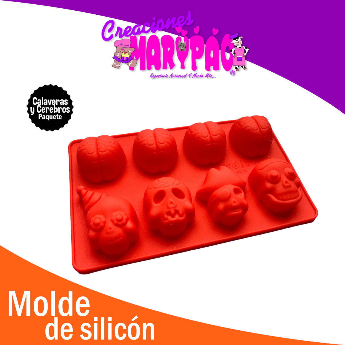 Moldes De Silicón Calaveras y Cerebros Pack