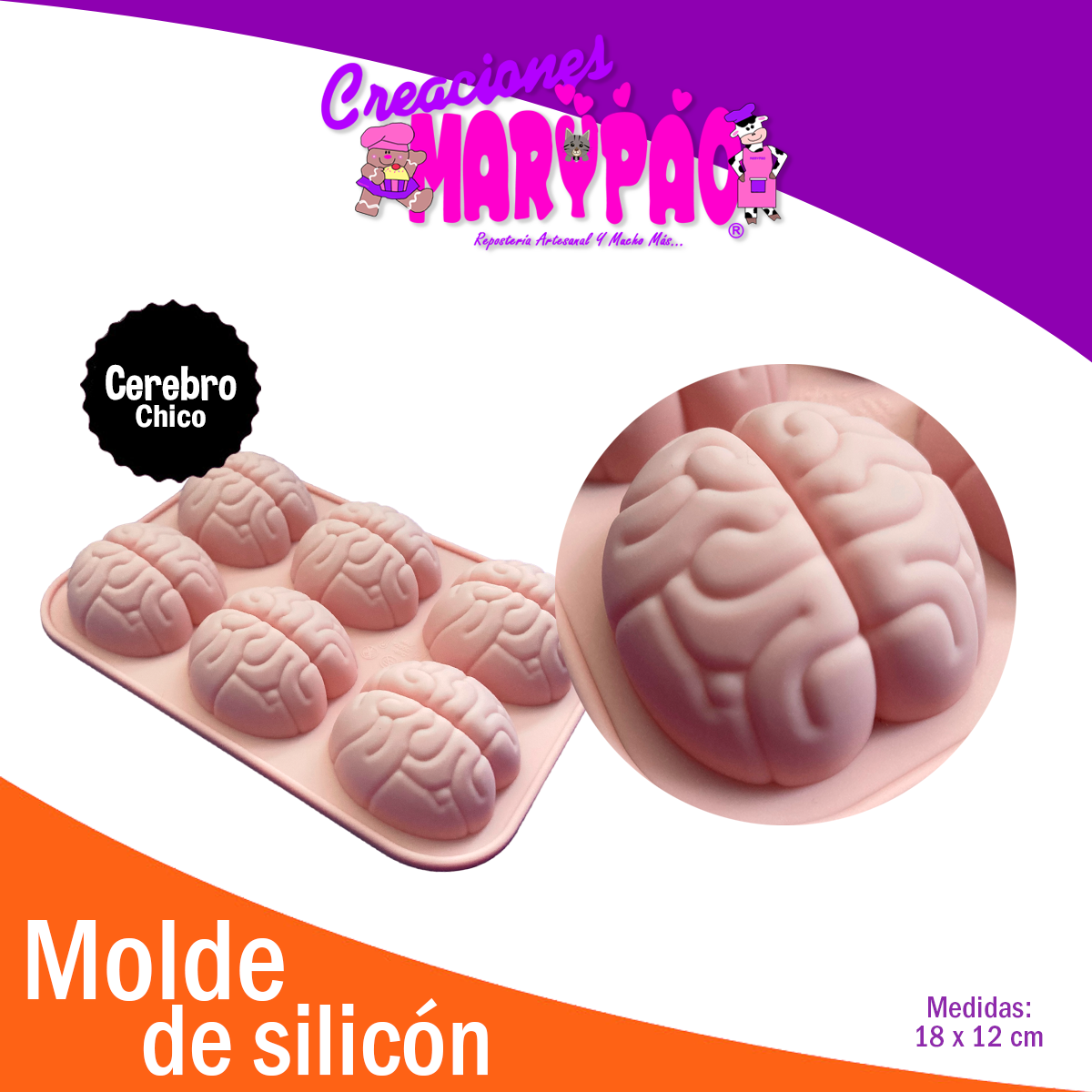 Molde De Silicón Cerebros Chicos Halloween