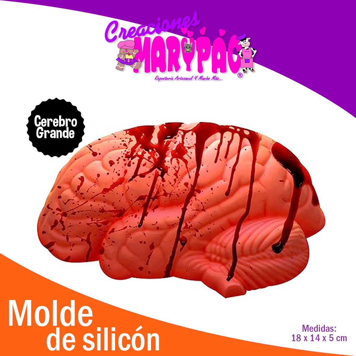 Molde De Silicón Cerebro Grande Halloween