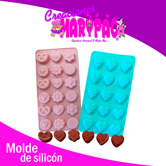 ❤️Moldes de Silicón Corazones, Flores y Pretzel Amor🍫