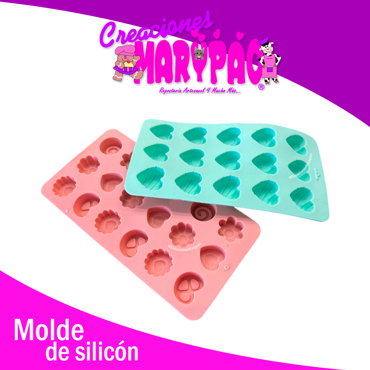 ❤️Moldes de Silicón Corazones, Flores y Pretzel Amor🍫