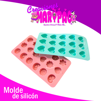 ❤️Moldes de Silicón Corazones, Flores y Pretzel Amor🍫