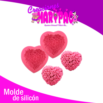 MoldeS Silicón Corazón Con Rosas Pack 2 Unidades Súper Precio