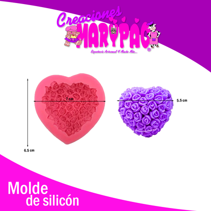 MoldeS Silicón Corazón Con Rosas Pack 2 Unidades Súper Precio