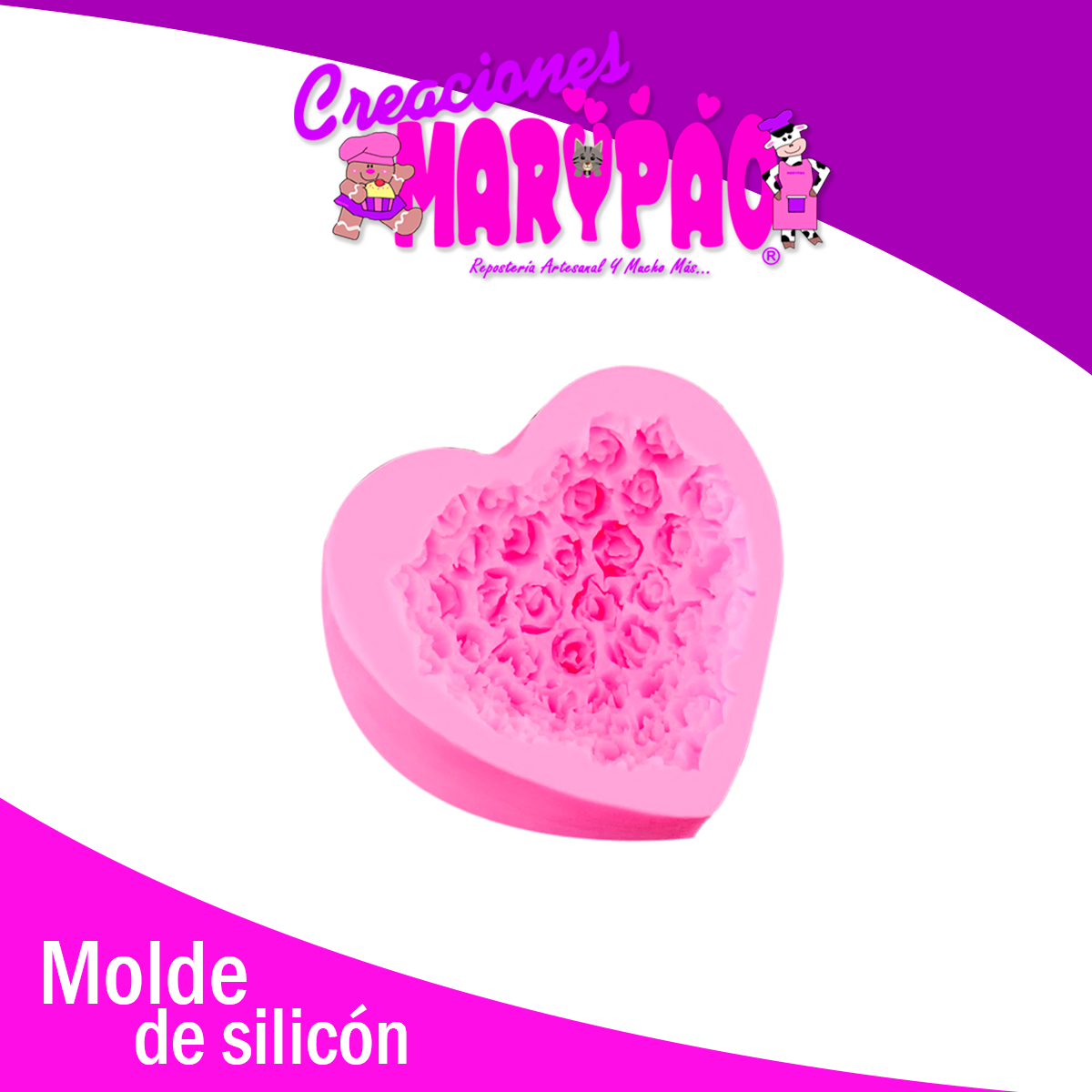 MoldeS Silicón Corazón Con Rosas Pack 2 Unidades Súper Precio