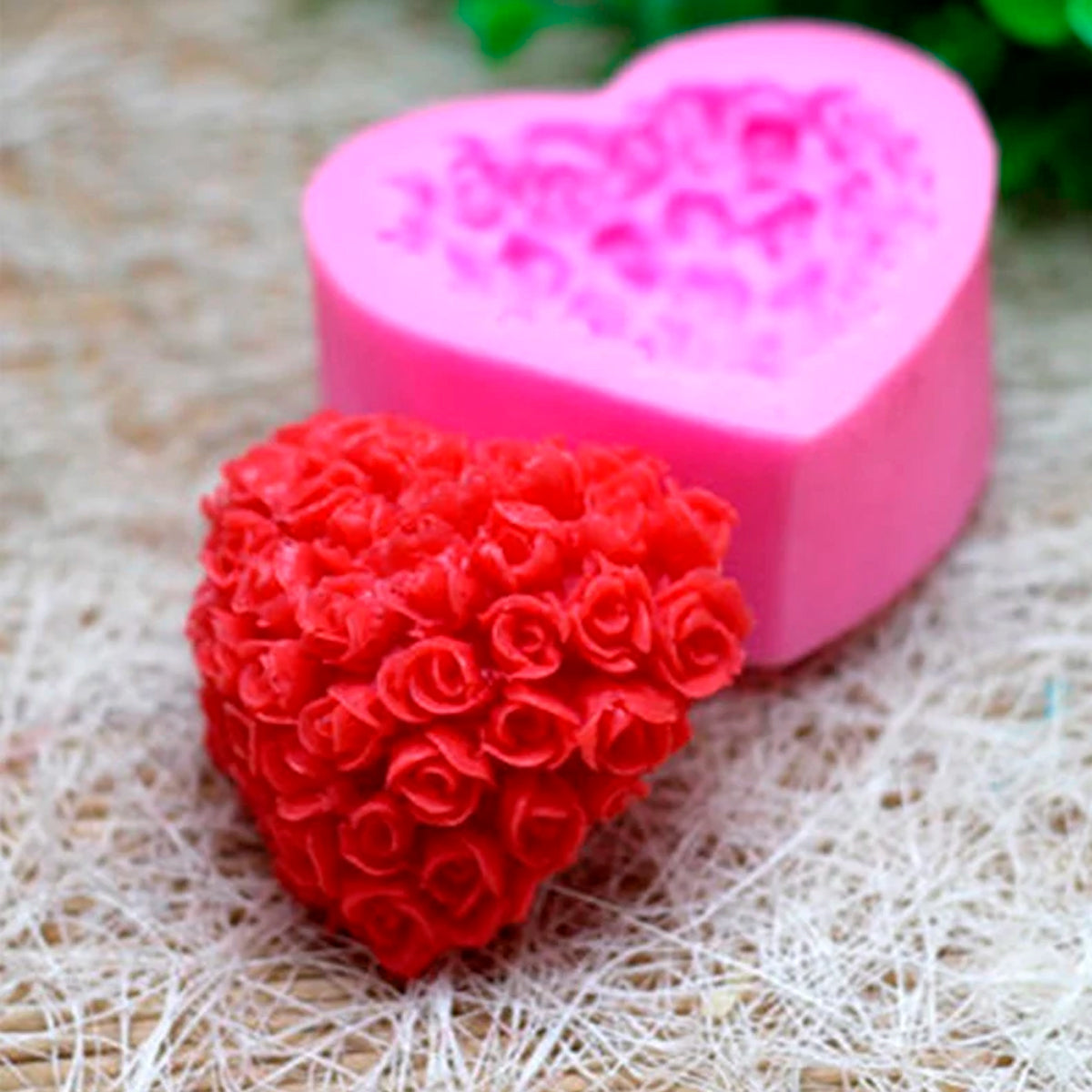 MoldeS Silicón Corazón Con Rosas Pack 2 Unidades Súper Precio