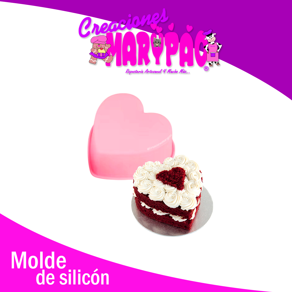 Molde Silicón Corazón Mini Pasteles 8 cm 14 de Febrero