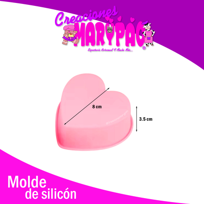 Molde Silicón Corazón Mini Pasteles 8 cm 14 de Febrero