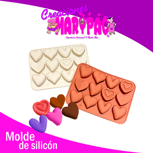 💖 Pack de 2 Moldes de Silicón Corazones – Ideal para Chocolatería y Bombonería