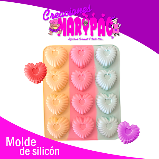 💖 Molde de Silicón Corazones Rizados 💕