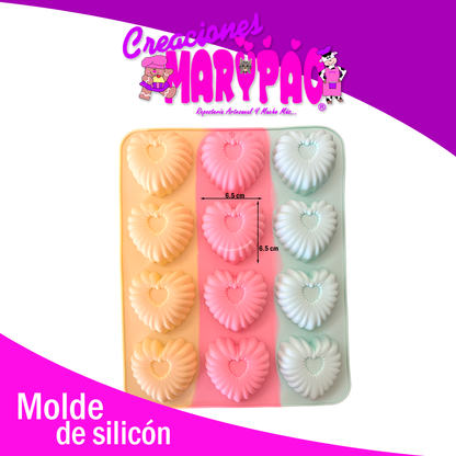 💖 Molde de Silicón Corazones Rizados 💕
