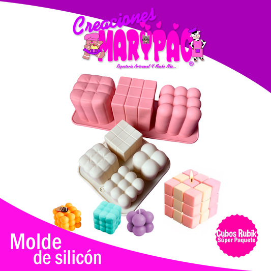 Moldes De Silicon Cubos Rubik Velas Súper Pack