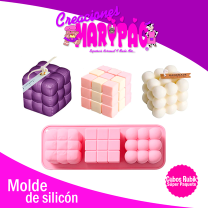 Moldes De Silicon Cubos Rubik Velas Súper Pack