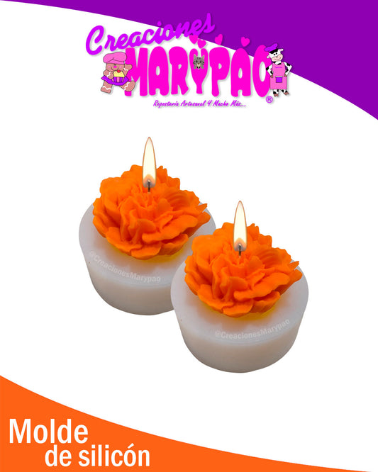 Molde De Silicón Flor de Cempasúchil Velas Día de Muertos Pack 2 Piezas🧡