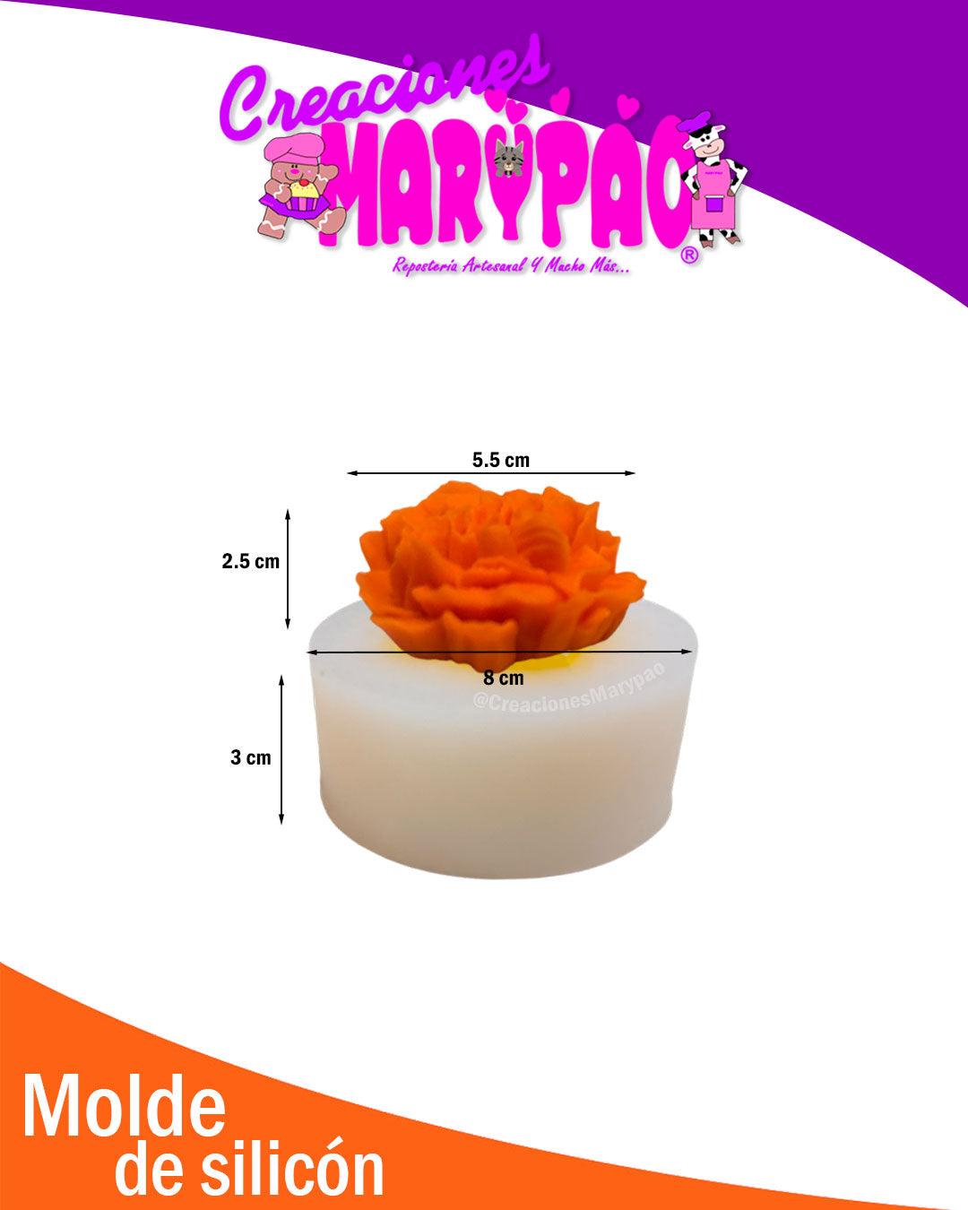 Molde De Silicón Flor de Cempasúchil Velas Día de Muertos Pack 2 Piezas🧡