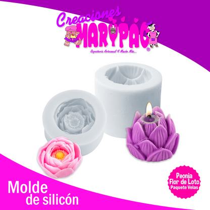 Moldes De Silicón Para Velas Flor de Loto y Peonia