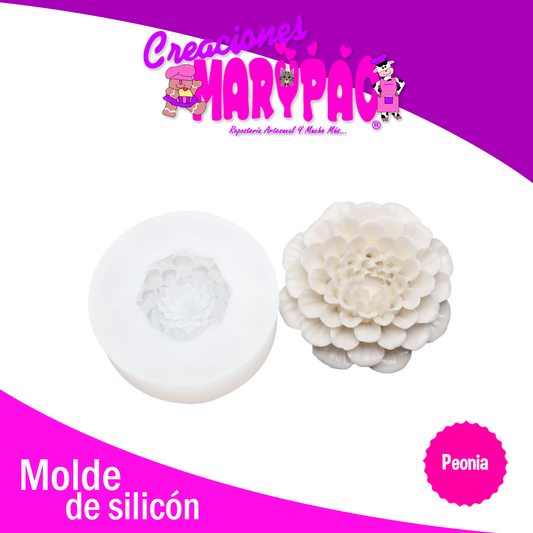 Molde De Silicón Flor Peonia Velas Jabones