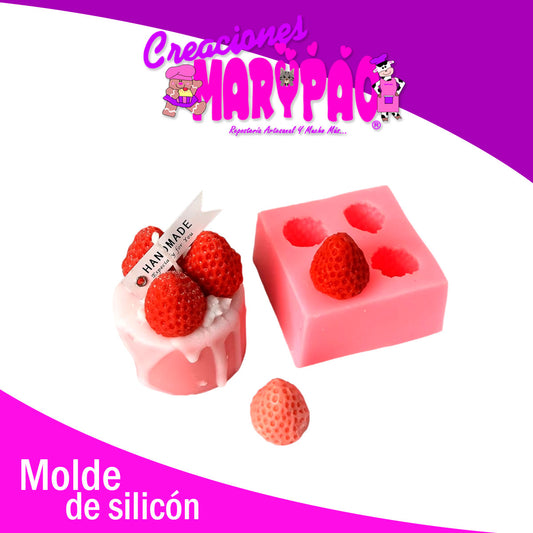 Molde De Silicón Fresas Velas Postres