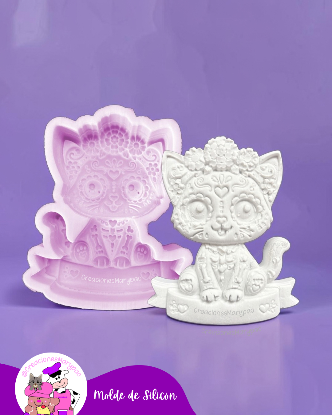 🐾💀Moldes de Silicón Perrito y Gatito Calavera✨
