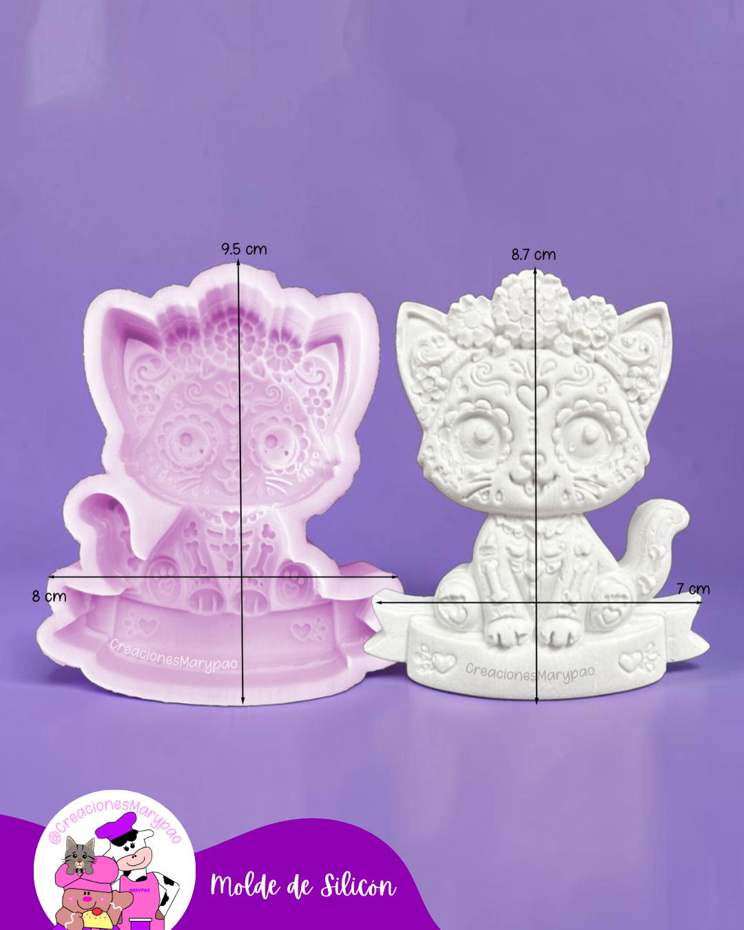 🐾💀Moldes de Silicón Perrito y Gatito Calavera✨