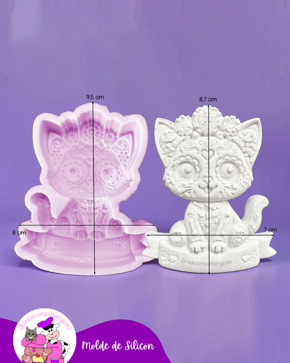 🐾💀Moldes de Silicón Perrito y Gatito Calavera✨