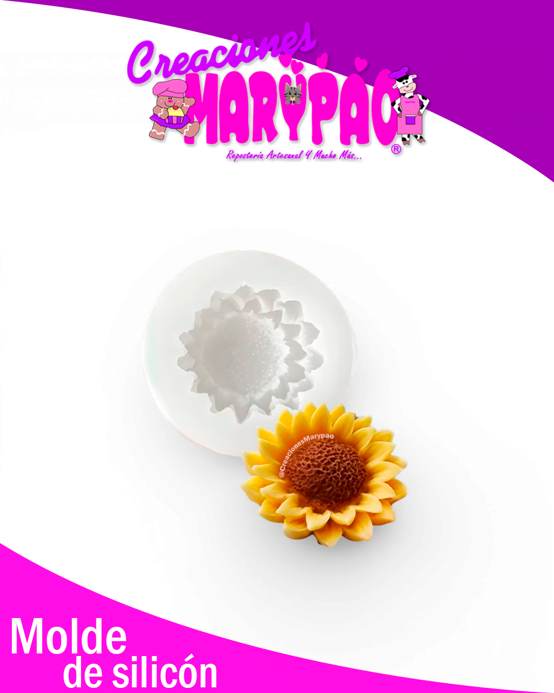 🌻 Molde de Silicón Girasol 6.5 cm para Velas, Jabones y Manualidades