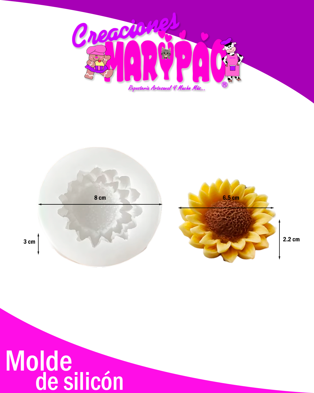 🌻 Molde de Silicón Girasol 6.5 cm para Velas, Jabones y Manualidades