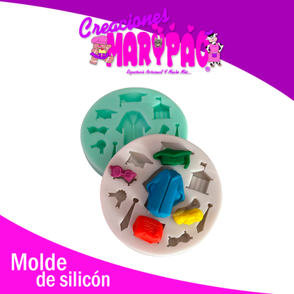 🎓✨ Molde de Silicón Mini Graduación – Set de 2 Piezas ✨🎓