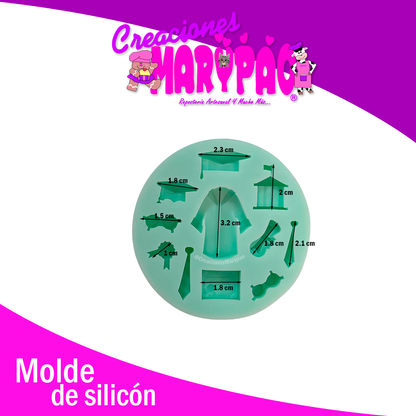 🎓✨ Molde de Silicón Mini Graduación – Set de 2 Piezas ✨🎓