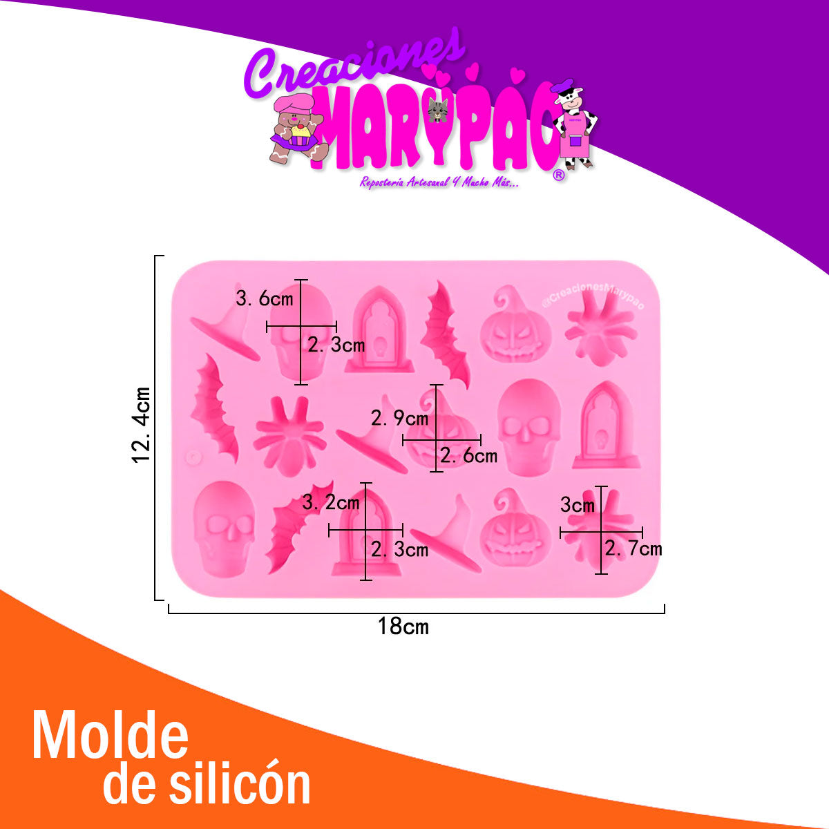 🎃 Pack de 2 Moldes de Silicón – Diseños Halloween Mini 💀