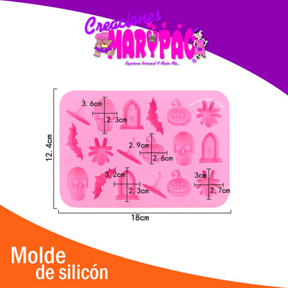 🎃 Pack de 2 Moldes de Silicón – Diseños Halloween Mini 💀