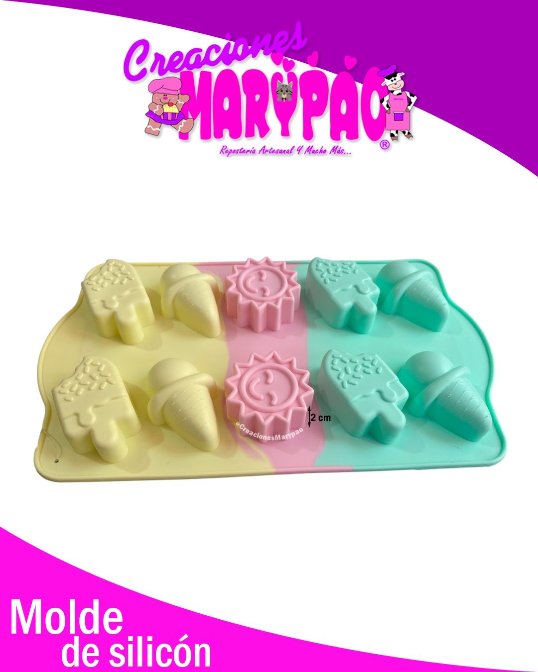 ✨Molde de Silicón Verano Kawaii: Sol, paletas de hielo y helado🍦☀️