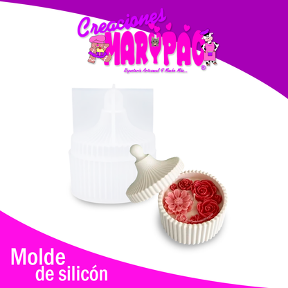 Molde De Silicón Joyero Porta Velas Alhajero 8 Cm Yeso